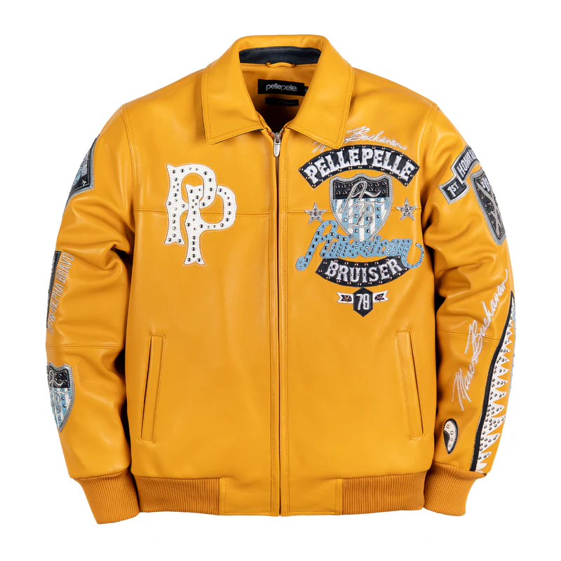 American_Bruiser_BLK Pelle Pelle American Bruiser Mustard Yellow Leather Jacket