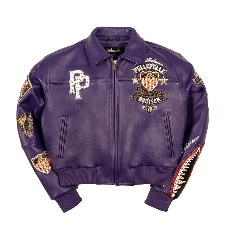 Pelle Pelle American Bruiser Crop Purple Leather Jacket (6)