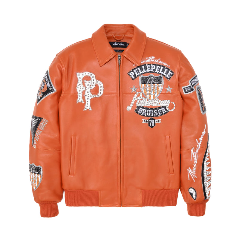 Pelle Pelle American Bruiser Orange Jacket Leather Jacket (1) Pelle Pelle American Bruiser Orange Leather Jacket