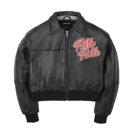 Pelle Pelle World Famous Soda Club Womens Crop Black Leather Jacket (1)