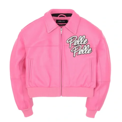 Pelle Pelle World Famous Soda Club Womens Crop Pink Leather Jacket (1)