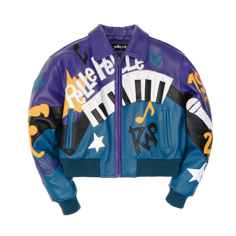 Pelle Pelle HipHop Crop Purple & Blue Leather Jacket
