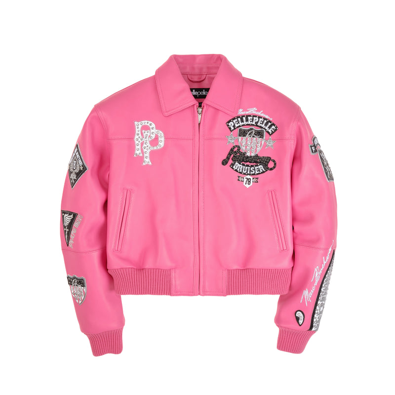 Pelle Pelle American Bruiser Pink Crop Leather Jacket Pelle Pelle American Bruiser Pink Crop Leather Jacket
