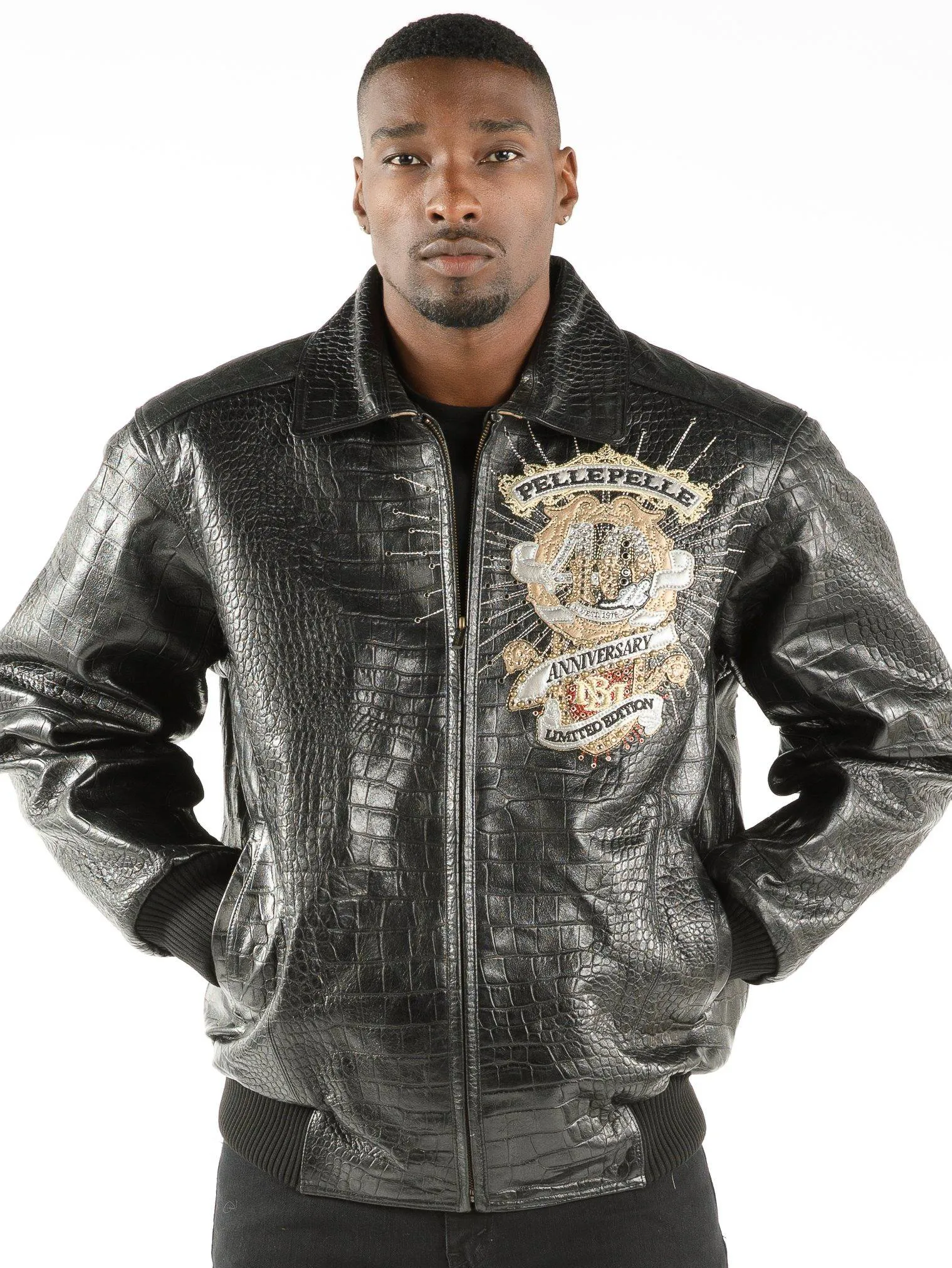 pelle-pelle-40th-anniversary-edition-jacket Pelle Pelle 40th Anniversary Black Croc. Leather Jacket