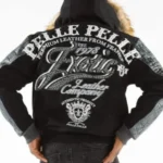 Pelle Pelle Black Exotic Fur Hood Wool Leather Jacket