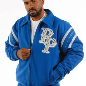 Pelle Pelle Detroit Blue White Wool Jacket