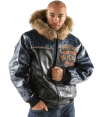 Pelle Pelle Forty Years Black Fur Hood Leather Jacket