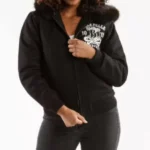 Pelle Pelle Fur Hood Live Like a Queen Black Wool Jacket
