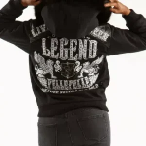Pelle Pelle Fur Hood Live Like a Queen Black Wool Jacket