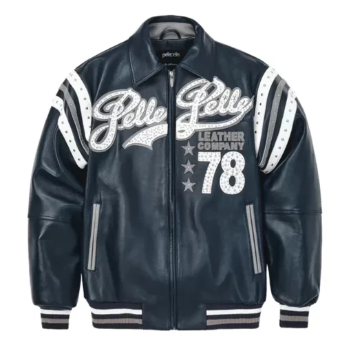 Pelle Pelle Leather Company Navy Blue Leather Jacket (2) Pelle Pelle Leather Company Navy Blue Leather Jacket