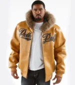 Pelle Pelle Mustard Fur Hooded Leather Jacket