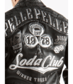 Pelle Pelle New Soda Club Tim Tan Black Leather Jacket