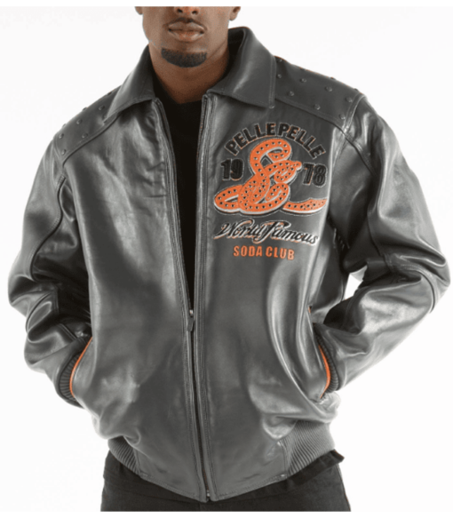 Pelle Pelle Soda Club Grey Leather Jacket (1) Pelle Pelle Soda Club Grey Leather Jacket