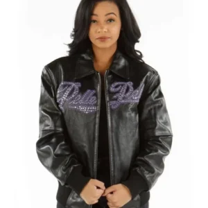 Pelle Pelle Women Black Encrusted Leather Jacket