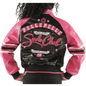 Pelle Pelle Womens Soda Club Black Pink Leather Jacket