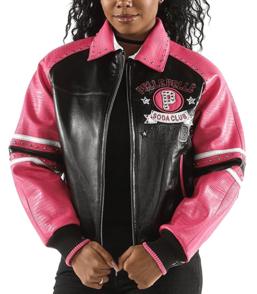 Pelle Pelle Womens Soda Club Black Pink Leather Jacket (4) Pelle Pelle Womens Soda Club Black Pink Leather Jacket