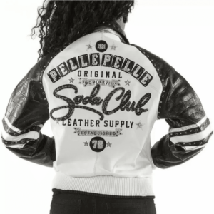 Pelle Pelle Womens Soda White Black Leather Jacket