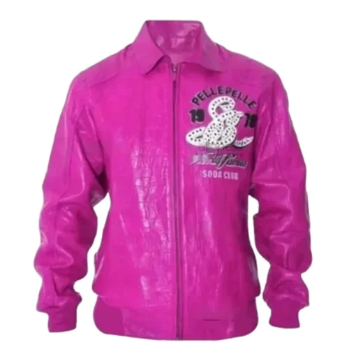 Pelle Pelle World Finest Soda Club Pink Leather Jacket (1) Pelle Pelle World Finest Soda Club Pink Leather Jacket