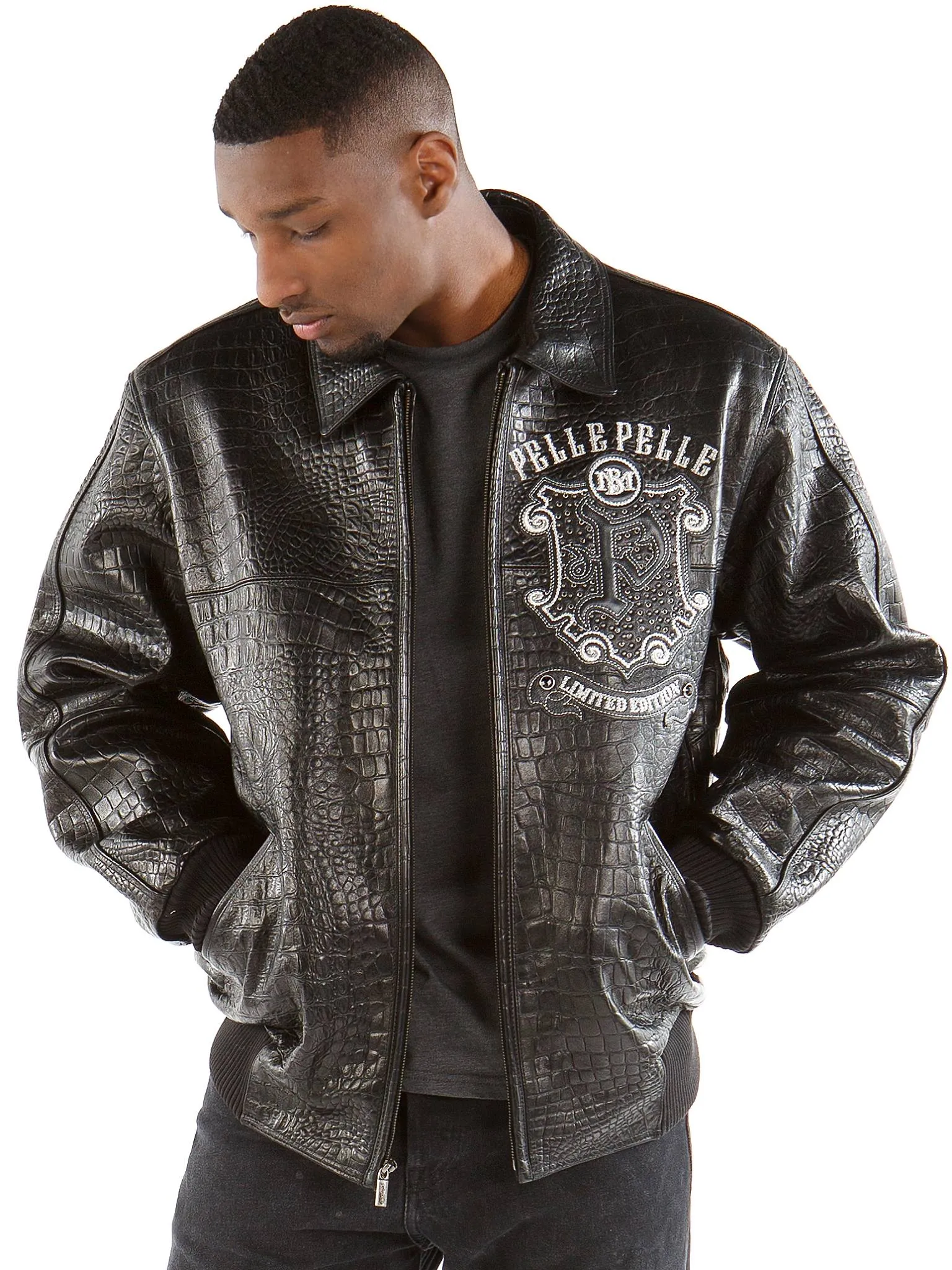 pelle-pelle-limited-edition-black-leather-jacket Pelle Pelle Limited Edition Black Croc. Leather Jacket
